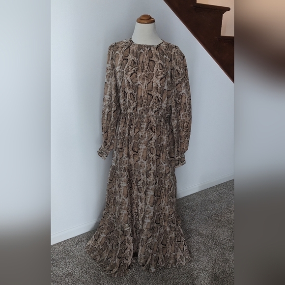 Walter Baker Animal Print Snake Tiered Maxi Dress Size L - Picture 6 of 6